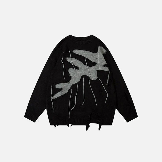 Loose Worm Ripped Sweater