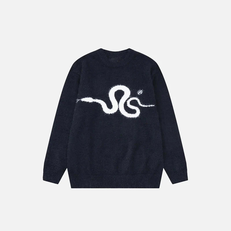 Y2K Knitted Fluffy Snake Sweater