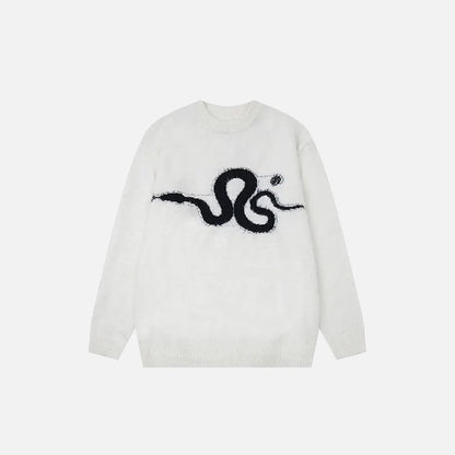 Y2K Knitted Fluffy Snake Sweater