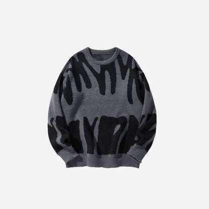 Irregular Pattern Round Neck Sweater