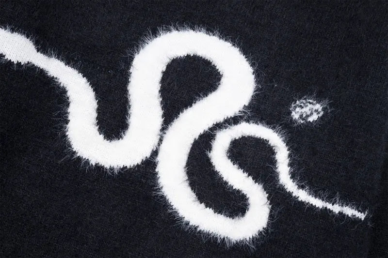 Y2K Knitted Fluffy Snake Sweater