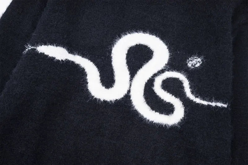 Y2K Knitted Fluffy Snake Sweater