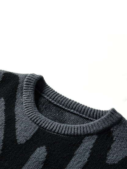 Irregular Pattern Round Neck Sweater